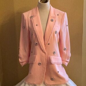 Cinq à Sept Pink Embellished Blazer
